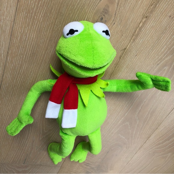 Muppets Kermit The Frog 17" Plush Stuffie Red Christmas Holiday Scarf Puppet Toy - Picture 3 of 7